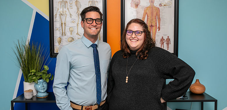 Dr. Bomberg talking to a client.