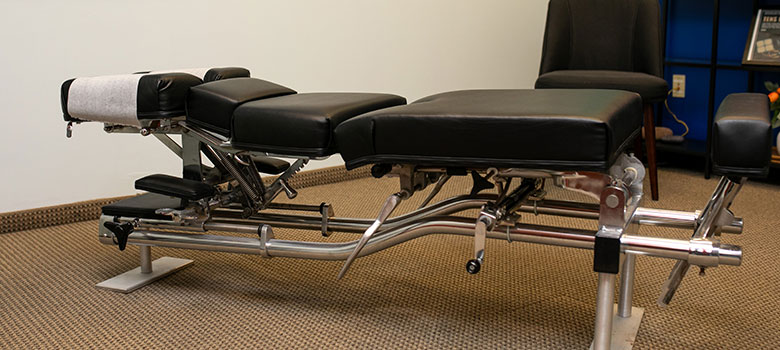 close up shot of a chiropractor table.